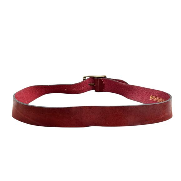 The British Belt Co Red Leather Belt SZ 40 Mens Brass Buckle Classic Wide Thick - Picture 10 of 11